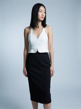 ZARA Colorblock Midi Dress Black and White M